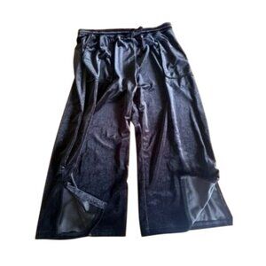 Black Velour Wide-Leg Lounge Pants w/Elastic Waistband & Pockets Size 1XL/XXL
